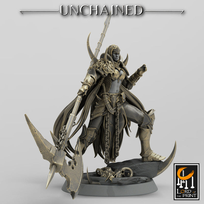 Female Oathbreaker Paladin,Chaos Knight, Pole-Arm Master Unpainted Miniature | 28mm, 32mm,75mm Scales | Dungeons and Dragons | Pathfinder | - Only-Games