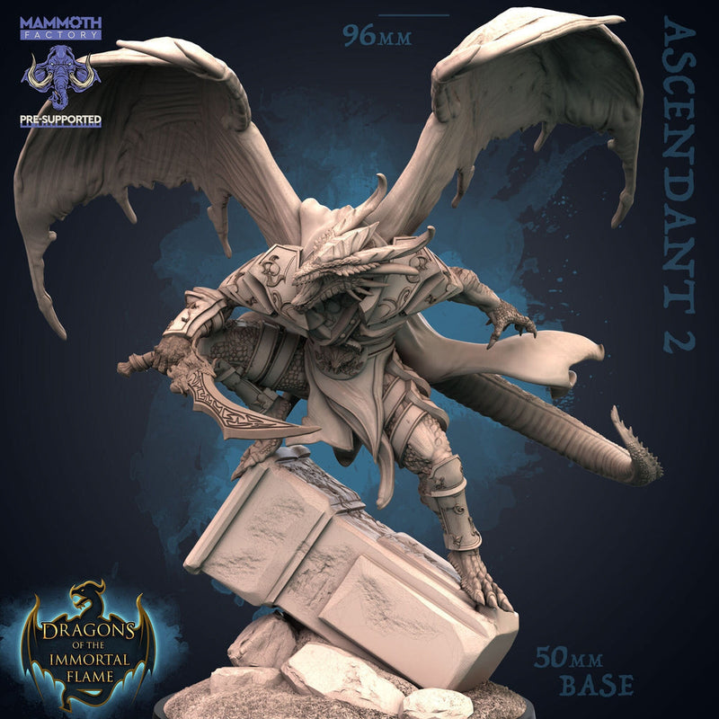 Dragonborn Winged Paladin with Sword | 28mm,32mm,54mm,75mm Scale |Resin Miniature | Dungeons and Dragons D&D 5e  | Pathfinder |Flesh of Gods - Only-Games