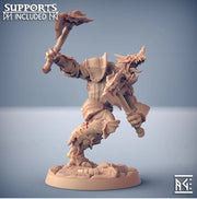 Dragonborn Paladin Fighter 2-weapon style Axes  | 28mm, 32mm, 54mm, 75mm Scale Resin Miniature | Dungeons and Dragons | Pathfinder | - Only-Games