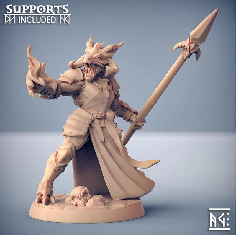 Dragonborn Fighter Eldritch Knight Polearm Master | 28mm, 32mm, 54mm, 75mm Scale Resin Miniature | Dungeons and Dragons 5E | Pathfinder | - Only-Games