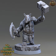 Rhinokin, Rhino-folk Warrior  Scales: 28mm, 32mm,54mm,75mm | D&D 5e Megaboss | Dungeons and Dragons | Pathfinder | Daybreak Miniatures - Only-Games
