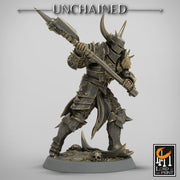 Fighter Great Axe, Light Soldier, Oathbreaker Paladin,  Unpainted  | 28mm, 32mm,54mm,75mm Scales | Dungeons and Dragons | Pathfinder | - Only-Games