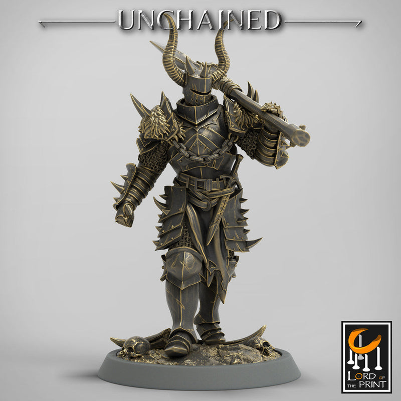 Fighter Great Axe, Light Soldier, Oathbreaker Paladin,  Unpainted Miniature | 28mm, 32mm,75mm Scales | Dungeons and Dragons | Pathfinder | - Only-Games