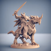 Dragonborn Knight Paladin Fighter Mounted on Dragonling | 28mm, 32mm, 54mm, 75mm Scale Resin Miniature | Dungeons and Dragons | Pathfinder | - Only-Games