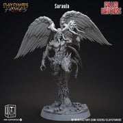 Saraula Fallen Angel Demon|28mm, 32 mm,54mm,75mm,100mm Scale |  Resin Miniature | Dungeons and Dragons | Pathfinder | D&D 5e | Clay Cyanide - Only-Games