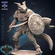 Dragonborn Paladin Sword and Shield  | 28mm, 32mm, 75mm Scale Resin Miniature | Dungeons and Dragons D&D 5e  | Pathfinder | Flesh of Gods - Only-Games