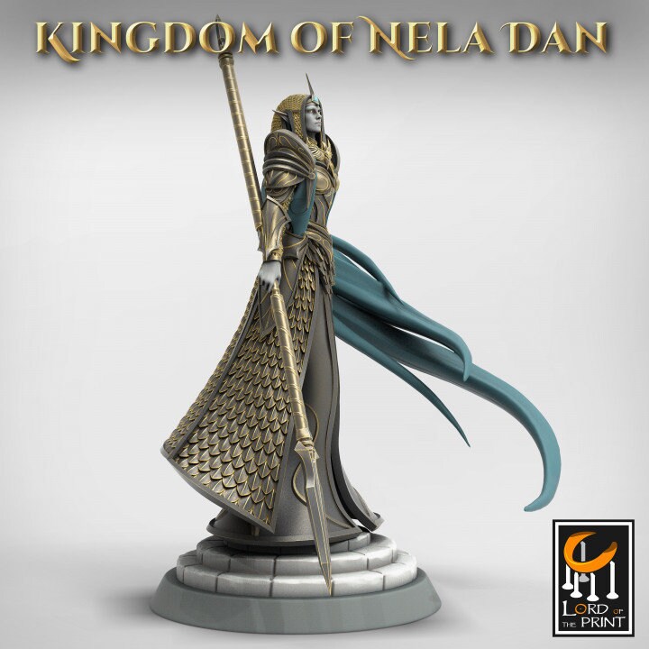 High Elf Female Lord Paladin, Moon Elf,  Eladrin  Unpainted Miniature | 28mm, 32mm,54mm,75mm Scales | Dungeons and Dragons | Pathfinder | - Only-Games