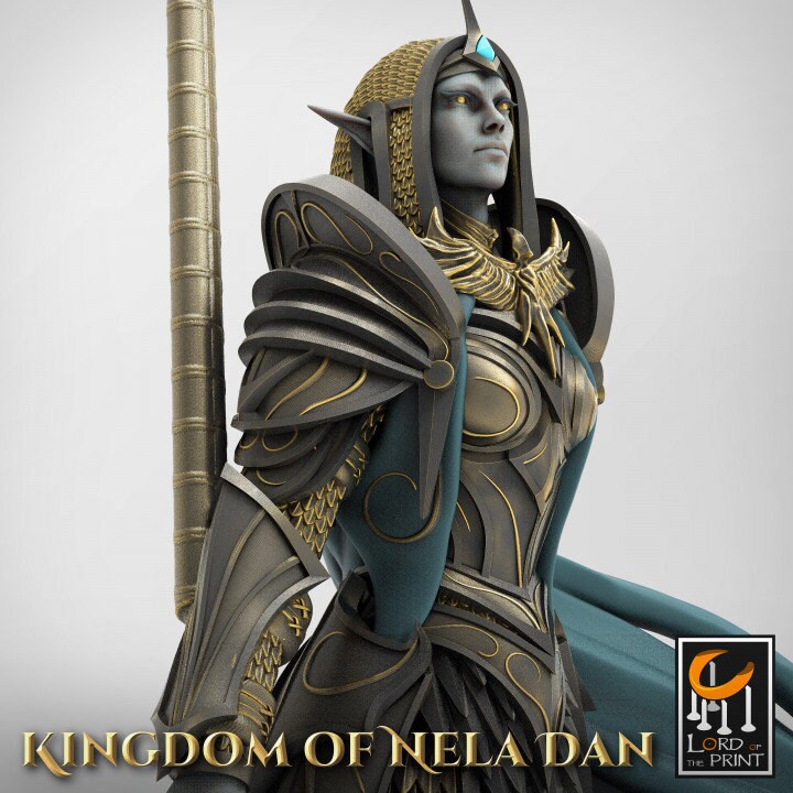 High Elf Female Lord Paladin, Moon Elf,  Eladrin  Unpainted Miniature | 28mm, 32mm,54mm,75mm Scales | Dungeons and Dragons | Pathfinder | - Only-Games