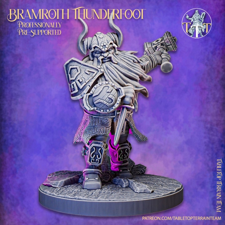 Dwarf Fighter Paladin Battle Hammer | Dungeons and Dragons Resin Figure Miniature | 28mm,32mm,75mm Scales | Pathfinder Mini for Painting | - Only-Games