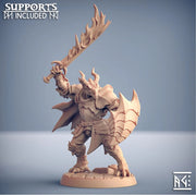 Dragonborn Paladin Fighter Flaming Sword & Shield | 28mm, 32mm, 54mm, 75mm Scale Resin Miniature | Dungeons and Dragons | Pathfinder | - Only-Games