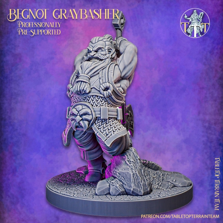 Dwarf Fighter Paladin Great Axe | Dungeons and Dragons Resin Figure Miniature | 28mm,32mm,75mm Scales | Pathfinder Mini for Painting | - Only-Games