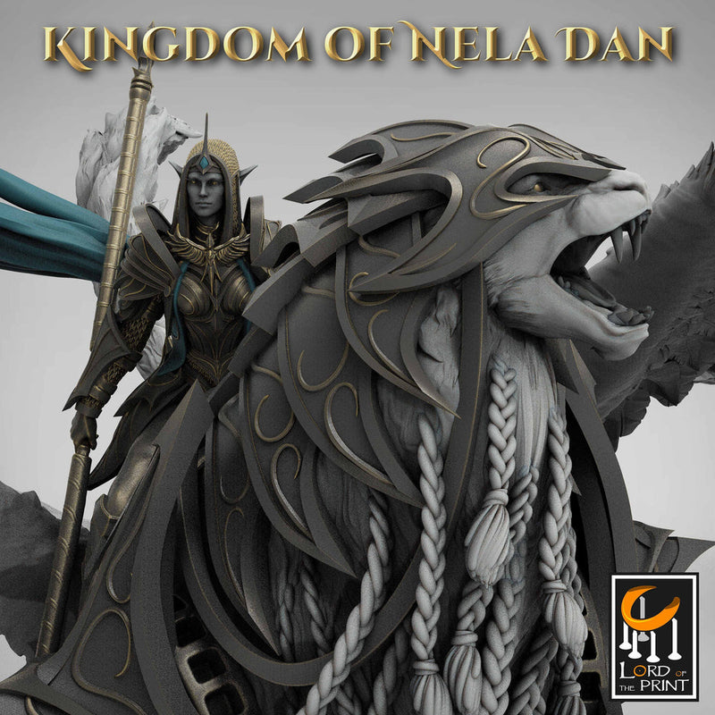 High Elf Female Queen Paladin Mounted on Winged Feline, Moon Elf,  Eladrin  | 28mm, 32mm,54mm Scales | Dungeons and Dragons | Pathfinder | - Only-Games