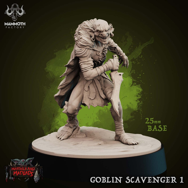 Goblin with Short Sword Scavenger  | Dungeons and Dragons | 28mm,32mm,54mm,75mm Scales | Pathfinder Mini for Painting | Mammoth Factory - Only-Games