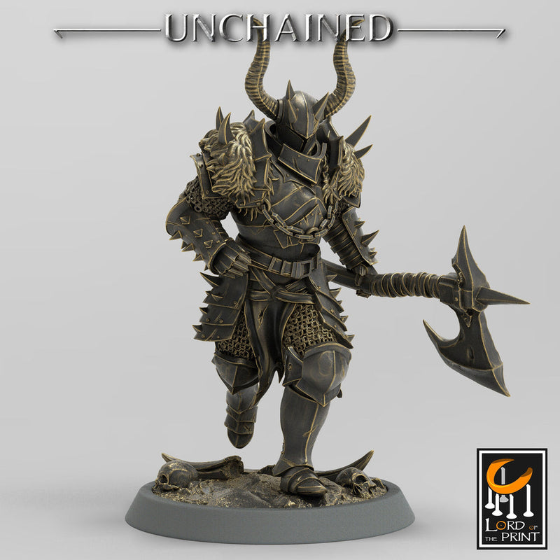 Fighter Great Axe, Light Soldier, Oathbreaker Paladin,  Unpainted Miniature | 28mm, 32mm,75mm Scales | Dungeons and Dragons | Pathfinder | - Only-Games