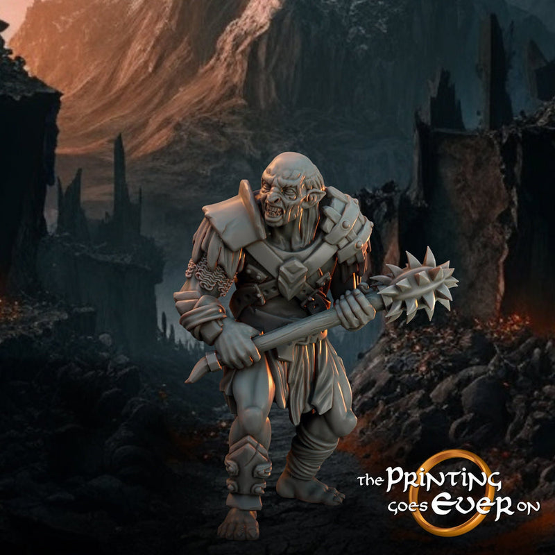 Orc / Half-Orc Fighter with Mace Miniature PC NPC | 28mm, 32mm,54mm,75mm Scales | Pathfinder Figure | DnD 5E|  Figurine unpainted | - Only-Games