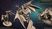 Dragonborn Wizard Sorcerer, Battle Mage mounted on Dragon | 28mm, 32mm, 54mm, 75mm Scale Resin| Dungeons and Dragons 5E | Pathfinder | - Only-Games