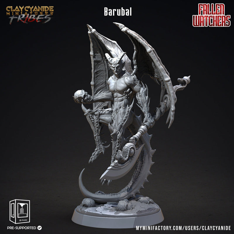 Barubal Fallen Angel Demon | 28mm, 32 mm, 75mm Scale |  Resin Miniature | Dungeons and Dragons | Pathfinder | D&D 5e | Clay Cyanide - Only-Games