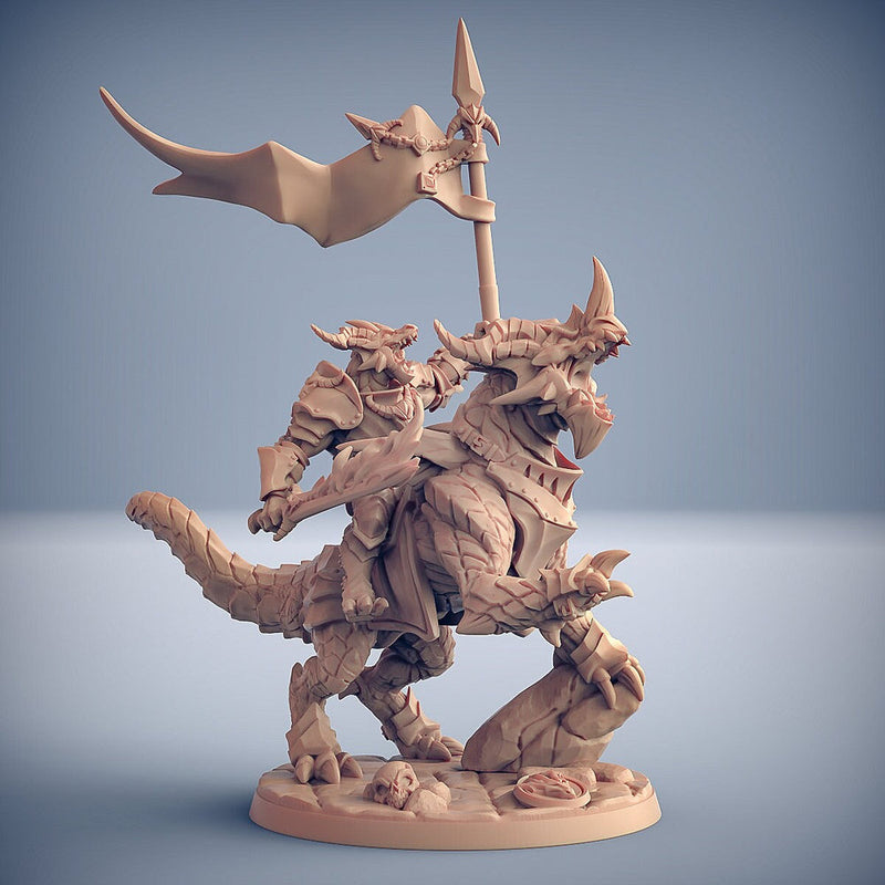 Dragonborn Knight Paladin Fighter Mounted on Dragonling | 28mm, 32mm, 54mm, 75mm Scale Resin Miniature | Dungeons and Dragons | Pathfinder | - Only-Games