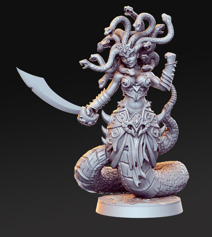 Medusa sexy monstrosity Miniature DnD 5e 3d printed model | 28mm,32mm, 75mm Scale | Unpainted resin Figurine mini D&D - Only-Games