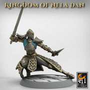 High Elf Helm on Two Weapon Master, Moon Elf,  Eladrin  Unpainted Miniature | 28mm, 32mm,75mm Scales | Dungeons and Dragons | Pathfinder | - Only-Games