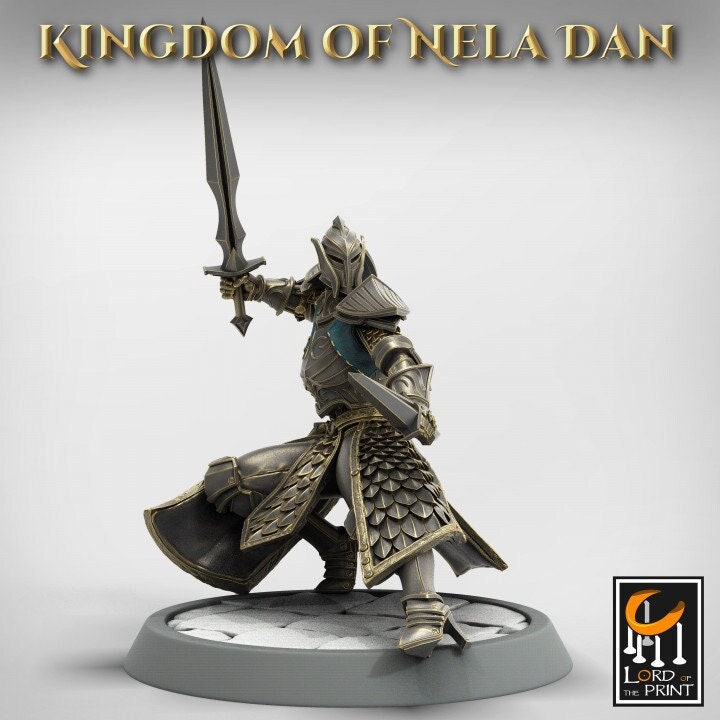High Elf Helm on Two Weapon Master, Moon Elf,  Eladrin  Unpainted Miniature | 28mm, 32mm,75mm Scales | Dungeons and Dragons | Pathfinder | - Only-Games