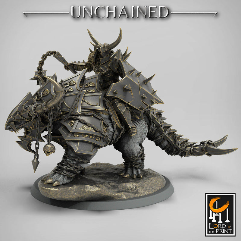 Chaos Knight on Armored Muscular Beast Flail and Shield, Oathbreaker Paladin |Dungeons and Dragons |28m,32mm,54mm,75mm Scale | Pathfinder - Only-Games