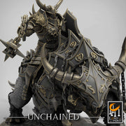 Chaos Knight on Armored Muscular Beast Flail and Shield, Oathbreaker Paladin |Dungeons and Dragons |28m,32mm,54mm,75mm Scale | Pathfinder - Only-Games