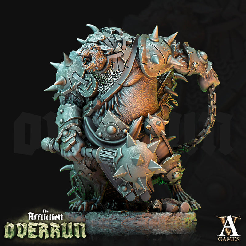 Wererat in Heavy Armor w/ Mace and Chain Barrel | Resin Miniature | Dungeons and Dragons | 28mm,32mm,75mm Scales | Pathfinder ratfolk |D&D - Only-Games