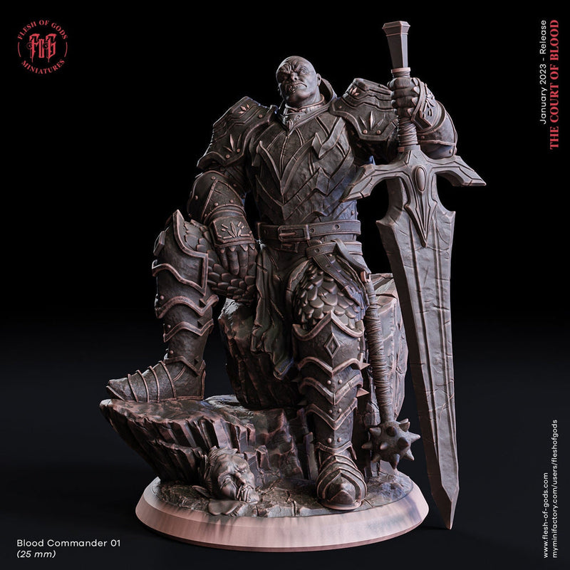 Human Fighter Evil Weapon Master, Oathbreaker Paladin | 28mm, 32mm,54mm,75mm, 100mm Scales | Player Character Mini-D&D 5e | Flesh of Gods - Only-Games