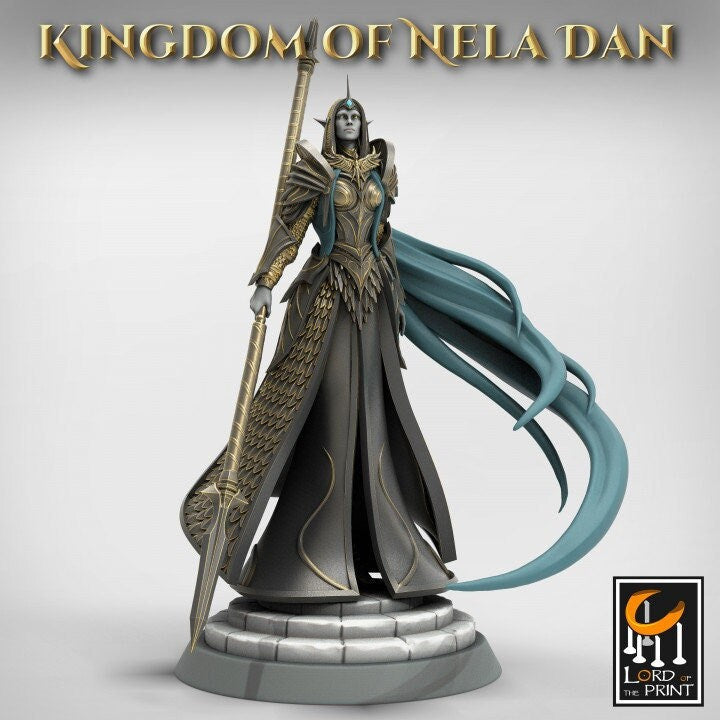 High Elf Female Lord Paladin, Moon Elf,  Eladrin  Unpainted Miniature | 28mm, 32mm,54mm,75mm Scales | Dungeons and Dragons | Pathfinder | - Only-Games