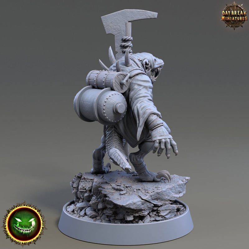 Wererat 2handed weapon , Ratfolk, Ratman |Resin| Dungeons and Dragons 5e | 28mm,32mm,54m,75mm Scales | Pathfinder D&D | Daybreak Miniatures - Only-Games