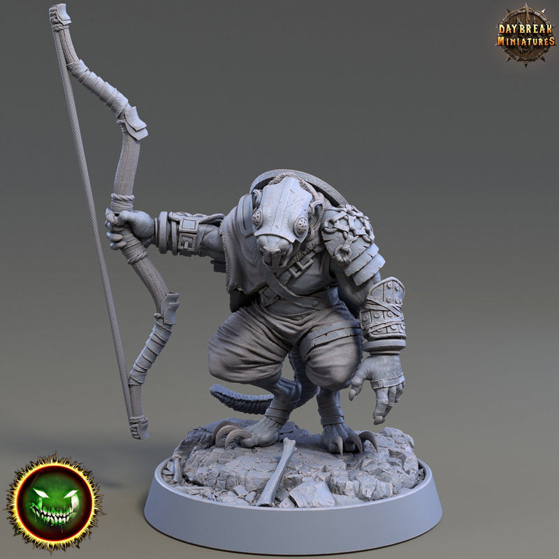 Wererat Archer , Ratfolk, Ratman |Resin| Dungeons and Dragons 5e | 28mm,32mm,54m,75mm Scales | Pathfinder D&D | Daybreak Miniatures - Only-Games