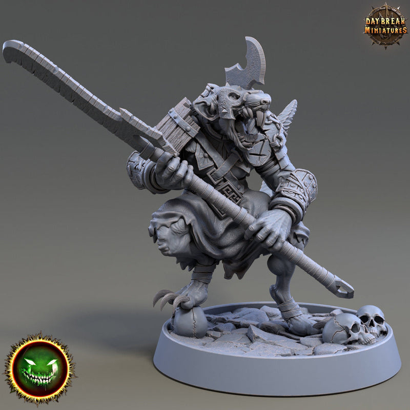 Wererat 2handed Weapon, Ratfolk, Ratman |Resin| Dungeons and Dragons 5e | 28mm,32mm,54m,75mm Scales | Pathfinder D&D | Daybreak Miniatures - Only-Games