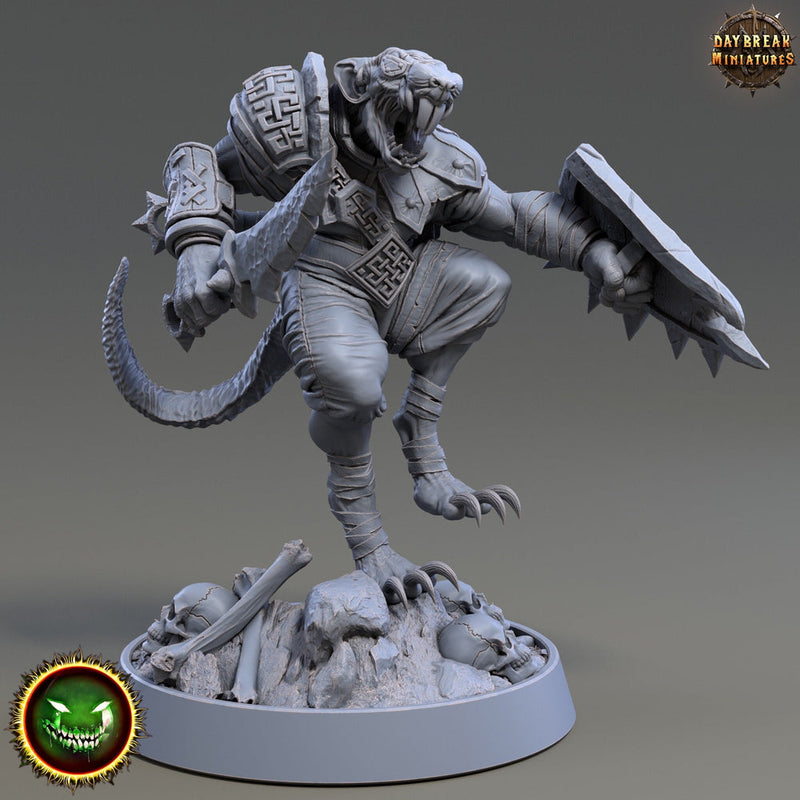 Wererat Sword and Shield, Ratfolk, Ratman |Resin| Dungeons and Dragons 5e | 28mm,32mm,54m,75mm Scales | Pathfinder D&D | Daybreak Miniatures - Only-Games