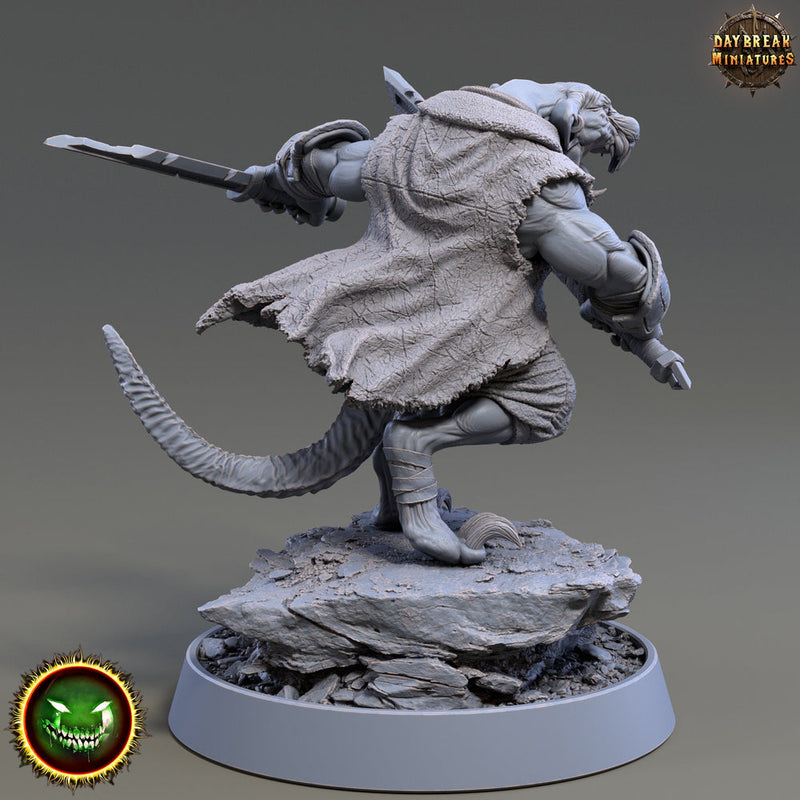 Wererat Sword and Dagger, Ratfolk, Ratman |Resin| Dungeons and Dragons 5e | 28mm,32mm,54m,75mm Scales | Pathfinder D&D | Daybreak Miniatures - Only-Games