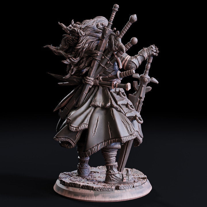 Fighter Battle Master.  Sword Collector | D and D 28mm, 32mm,54mm, 75mm, 100mm Scales also 160mm Statue |Pathfinder |Unpainted Flesh of Gods - Only-Games