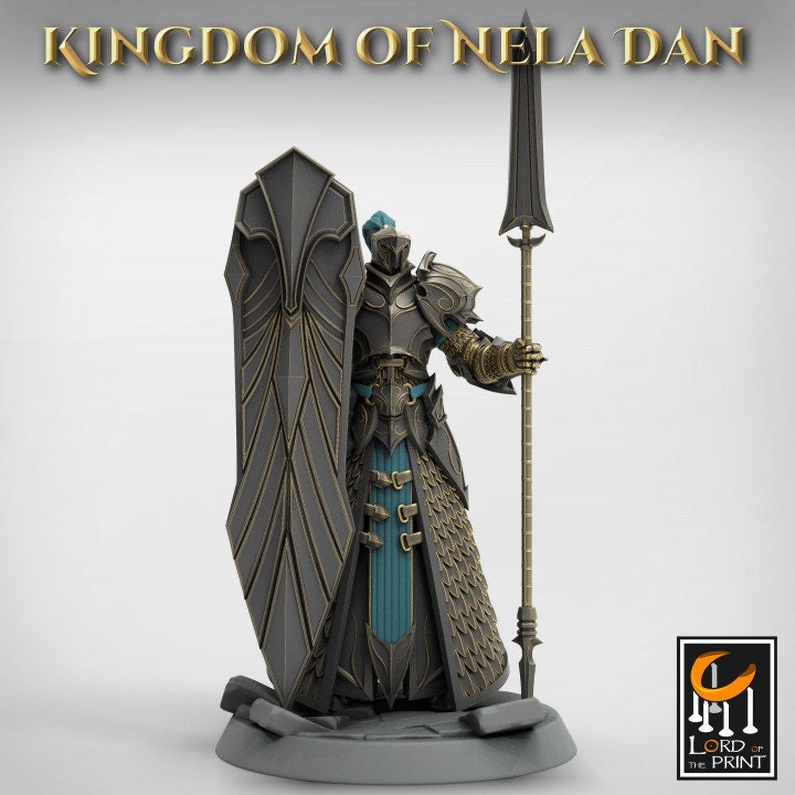 High Elf Praetaorian Spear and Shield , Moon Elf,  Eladrin Unpainted  | 28mm, 32mm,54mm,75mm Scales | Dungeons and Dragons | Pathfinder | - Only-Games