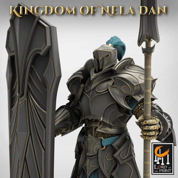 High Elf Praetaorian Spear and Shield , Moon Elf,  Eladrin Unpainted  | 28mm, 32mm,54mm,75mm Scales | Dungeons and Dragons | Pathfinder | - Only-Games