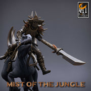 Amazon Fighter Ranger with Spear on Running Raptor |  Dungeons and Dragons 5e  | 28mm,32mm,75mm Scale | Pathfinder | Lord of The Print - Only-Games