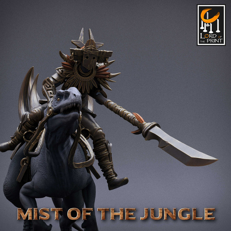 Amazon Fighter Ranger with Spear on Running Raptor |  Dungeons and Dragons 5e  | 28mm,32mm,75mm Scale | Pathfinder | Lord of The Print - Only-Games