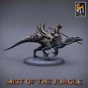 Amazon Fighter Ranger with Spear on Running Raptor |  Dungeons and Dragons 5e  | 28mm,32mm,75mm Scale | Pathfinder | Lord of The Print - Only-Games