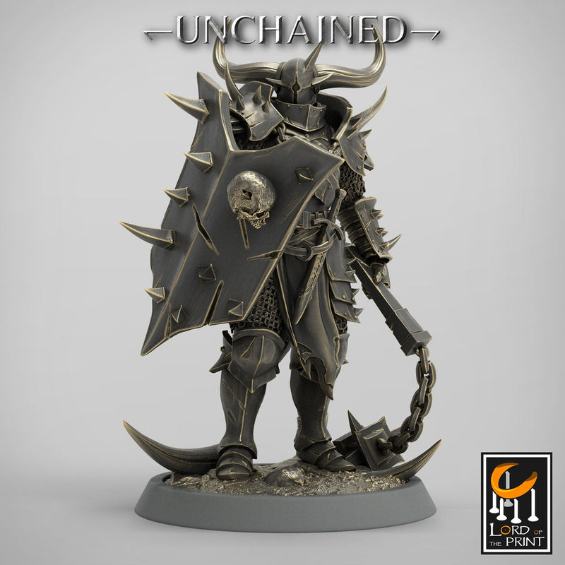 Fighter Flail, Light Soldier, Oathbreaker Paladin,  Unpainted Miniature | 28mm, 32mm,54mm,75mm Scales | Dungeons and Dragons | Pathfinder | - Only-Games