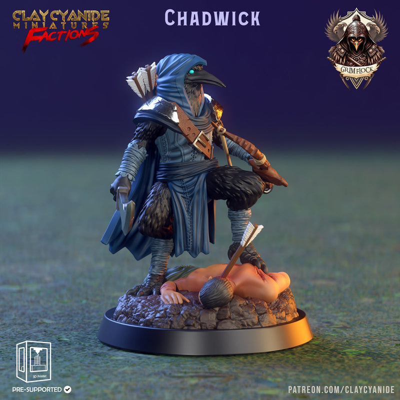 Kenku, Raven Folk Aarakocra  Fighter Ranger Paladin Cleric| 28mm, 32mm,54mm,75mm Scale Resin Miniature | Dungeons and Dragons | Clay Cyanide - Only-Games