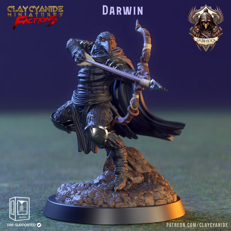 Kenku, Raven Folk Aarakocra  Fighter Ranger Paladin Cleric| 28mm, 32mm,54mm,75mm Scale Resin Miniature | Dungeons and Dragons | Clay Cyanide - Only-Games