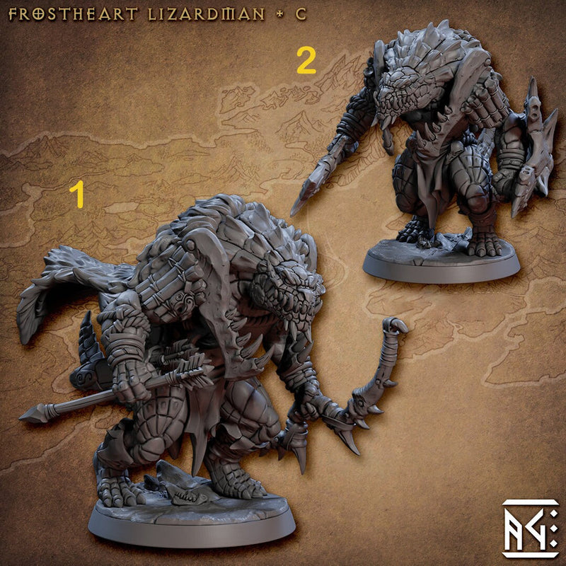 Lizardfolk, Lizardman, Fighter, Range, Paladin PC NPC  | 28mm,32mm,54mm,75mm Scale Resin Miniature | Dungeons and Dragons |Artisan Guild - Only-Games