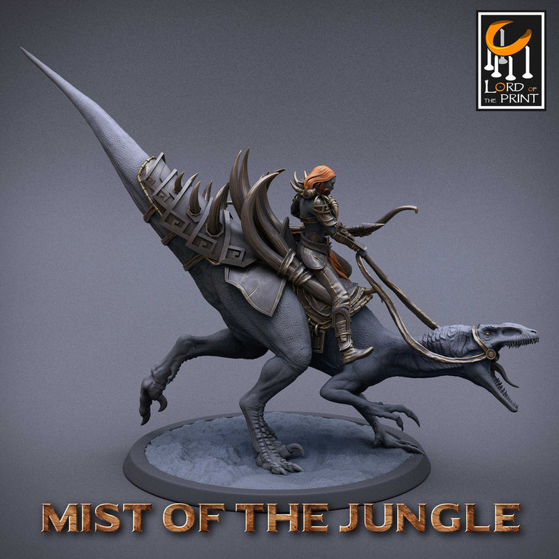 Amazon Archer on Crouched Raptor, Amazon Fighter Ranger |  Dungeons and Dragons 5e  | 28mm,32mm,75mm Scale | Pathfinder | Lord of The Print