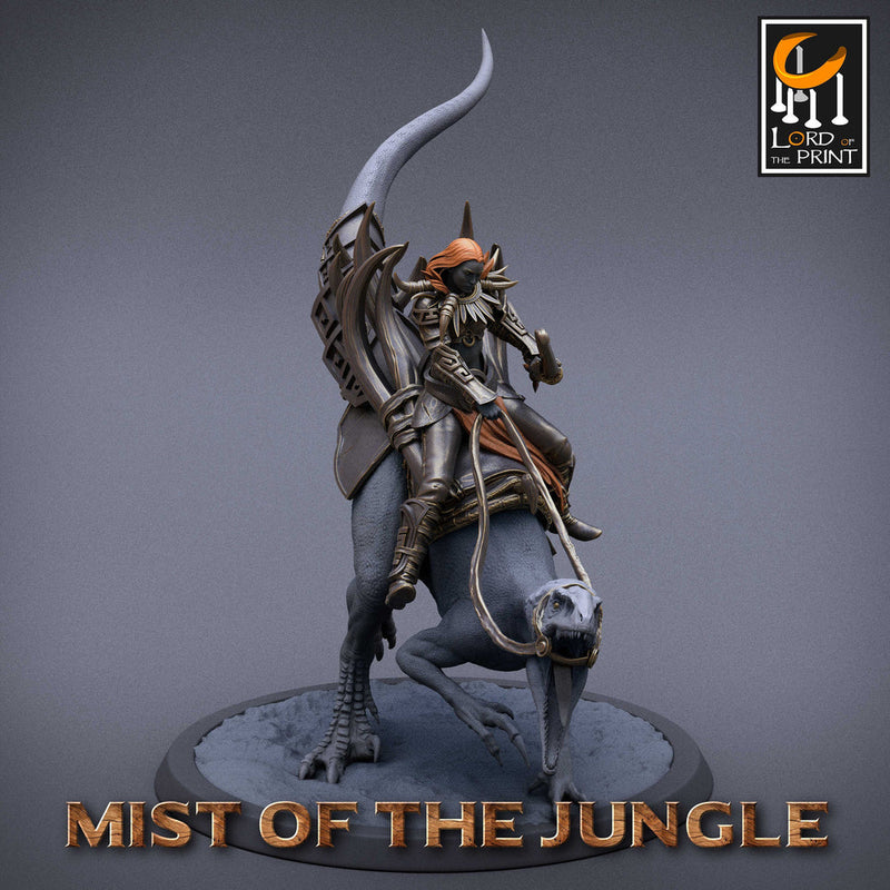 Amazon Archer on Crouched Raptor, Amazon Fighter Ranger |  Dungeons and Dragons 5e  | 28mm,32mm,75mm Scale | Pathfinder | Lord of The Print