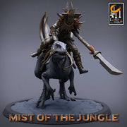 Amazon Fighter Ranger with Spear on Running Raptor |  Dungeons and Dragons 5e  | 28mm,32mm,75mm Scale | Pathfinder | Lord of The Print - Only-Games