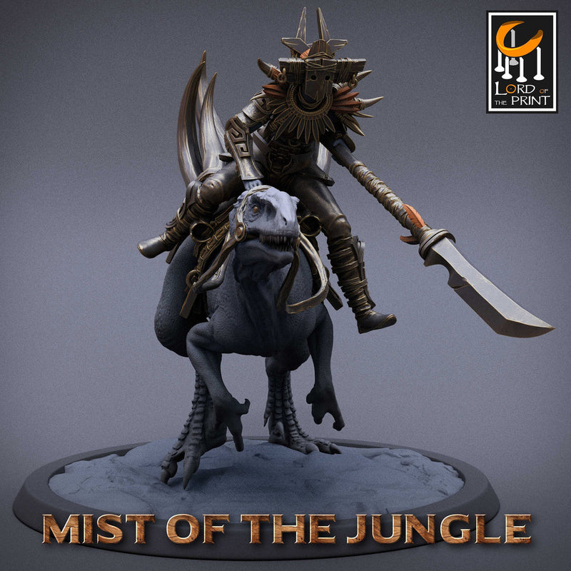 Amazon Fighter Ranger with Spear on Running Raptor |  Dungeons and Dragons 5e  | 28mm,32mm,75mm Scale | Pathfinder | Lord of The Print - Only-Games