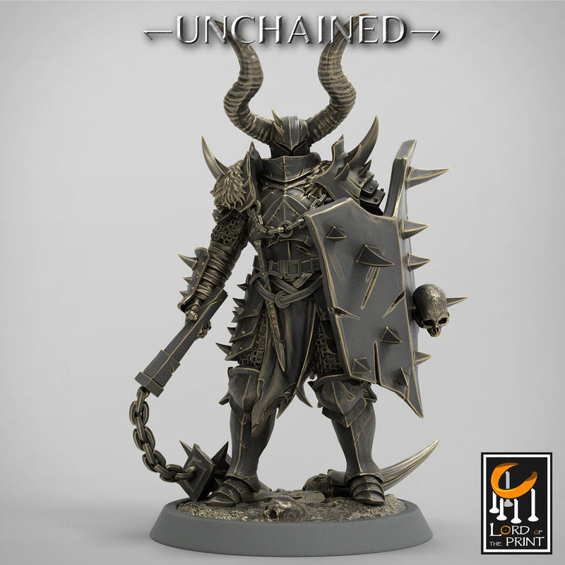 Fighter Flail, Light Soldier, Oathbreaker Paladin,  Unpainted Miniature | 28mm, 32mm,54mm,75mm Scales | Dungeons and Dragons | Pathfinder | - Only-Games